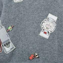 Louis Vuitton Grey Cashmere Patch Detail Sweater M
