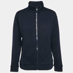 Louis Vuitton Navy Blue Monogram Jacquard Knit Zip Front Jacket XS