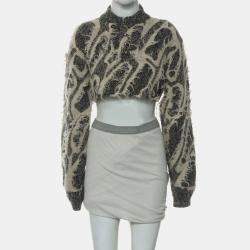 Louis Vuitton Beige Wool, Linen Knitted Wool Button Top S