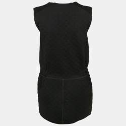 Pre Owned Louis Vuitton Black Logo Patten Jersey Zip-Up Mini Dress M