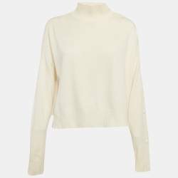 Pre Owned Louis Vuitton Cream Cashmere High Neck Sweater XS