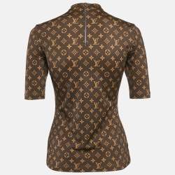 Louis Vuitton Brown Monogram Graphic Print Jersey Top XS