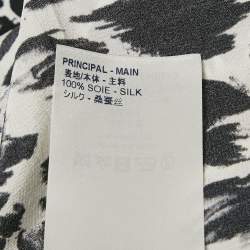 Louis Vuitton Black/White Printed Silk Metal Neck Detail Top M