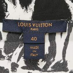 Louis Vuitton Black/White Printed Silk Metal Neck Detail Top M