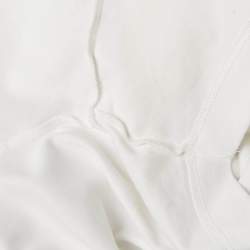 Pre Owned Louis Vuitton White Cotton Knit Neck Detail Top L