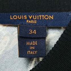 Louis Vuitton Navy Blue Chain Print Cotton Belted Mini Dress S