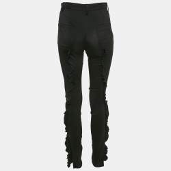 Louis Vuitton Black Crepe Ruffled Pants S