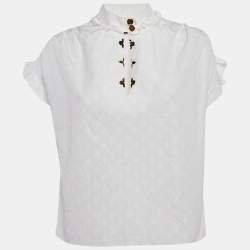 Pre Owned Louis Vuitton White Fil Coupe Cotton Top M