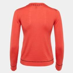Louis Vuitton Coral Red Contrast Knit Cardigan XS