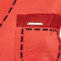 Louis Vuitton Coral Red Contrast Knit Cardigan XS
