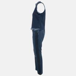 Louis Vuitton Blue Denim Frayed Top and Jeans Set M