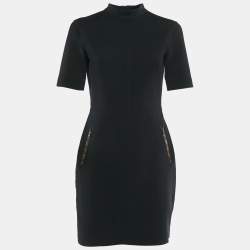 Louis Vuitton Black Jersey Logo Print Trimmed Mini Dress M