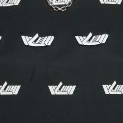 Pre Owned Louis Vuitton Black/White Logo Printed Cotton Chain Detail Crew Neck T-Shirt L