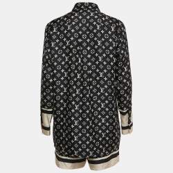 Louis Vuitton Black Monogram Print Silk Shirt and Shorts Set M