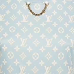 Louis Vuitton Blue Monogram Chain Detail Mini Dress XS