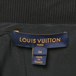 Pre Owned Louis Vuitton Black Logo Jacquard Knit Zip-Up Jacket S