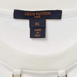 Louis Vuitton White Cotton Logo Jacquard Denim Pocket Detail T-Shirt XS