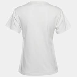 Louis Vuitton White Cotton Logo Jacquard Denim Pocket Detail T-Shirt XS