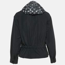 Louis Vuitton Black Nylon and Cotton Detachable Hoodie Button Front Jacket S