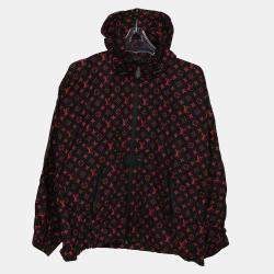 Louis Vuitton Red Monogram Nylon Shorts Hooded Jacket Size 34