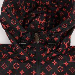 Louis Vuitton Red Monogram Nylon Shorts Hooded Jacket Size 34