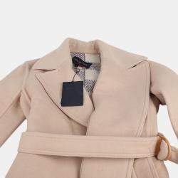 Louis Vuitton Beige Wool Damier Azur Short Wrap Coat Size 36