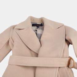 Louis Vuitton Beige Wool Damier Azur Short Wrap Coat Size 36