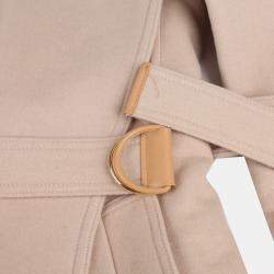 Louis Vuitton Beige Wool Damier Azur Short Wrap Coat Size 36