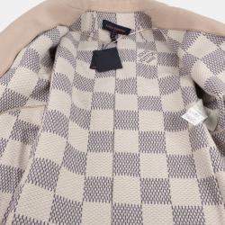 Louis Vuitton Beige Wool Damier Azur Short Wrap Coat Size 36