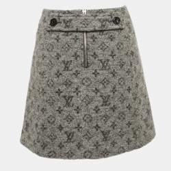 Pre Owned Louis Vuitton Grey Monogram Felt Mini Skirt S