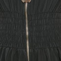 Louis Vuitton Black Crepe Shirring Detail Tiered Short Dress L