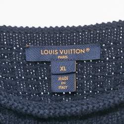 Louis Vuitton Navy Blue Waffle Knit Mini Dress XL