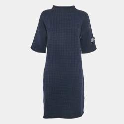 Louis Vuitton Navy Blue Waffle Knit Mini Dress XL