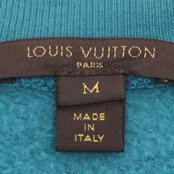 Louis Vuitton Teal Blue Cotton Bow Lock Charm Patch Pocket Fleece Sweater M
