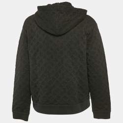 Pre Owned Louis Vuitton Black Embossed Monogram Cotton Knit Zip-Up Hoodie M