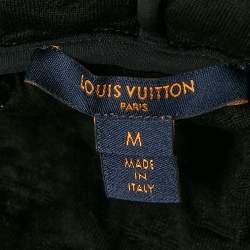 Pre Owned Louis Vuitton Black Embossed Monogram Cotton Knit Zip-Up Hoodie M