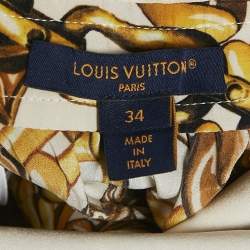 Louis Vuitton Yellow Chain Print Silk Blend Sleeveless Maxi Dress S