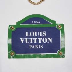 Pre Owned Louis Vuitton White Street Sign Print Cotton Crew Neck T-Shirt XS