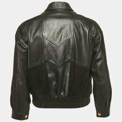 Louis Vuitton Black Velvet and Leather Lace-Up Biker Jacket M