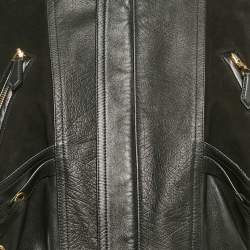 Louis Vuitton Black Velvet and Leather Lace-Up Biker Jacket M