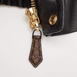 Pre Owned Louis Vuitton Black Velvet and Leather Lace-Up Biker Jacket M