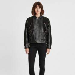 Pre Owned Louis Vuitton Black Velvet and Leather Lace-Up Biker Jacket M
