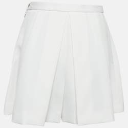 Louis Vuitton White Gabardine Pleated Mini Skirt M