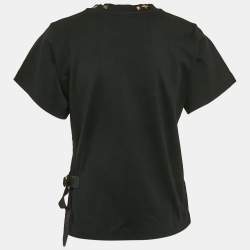 Louis Vuitton Black Cotton Studded Crew Neck T-Shirt S