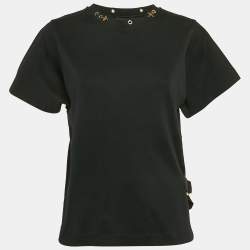 Louis Vuitton Black Cotton Studded Crew Neck T-Shirt S