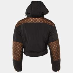 Louis Vuitton Black & Brown Monogram Hooded Puffer Jacket S