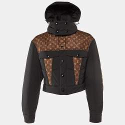 Louis Vuitton Black & Brown Monogram Hooded Puffer Jacket S