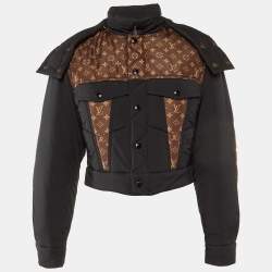Louis Vuitton Black & Brown Monogram Hooded Puffer Jacket S