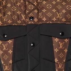 Louis Vuitton Black & Brown Monogram Hooded Puffer Jacket S