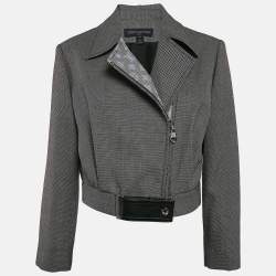 Louis Vuitton Black Patterned Wool Blend Waist Detail Zip-Up  Jacket M